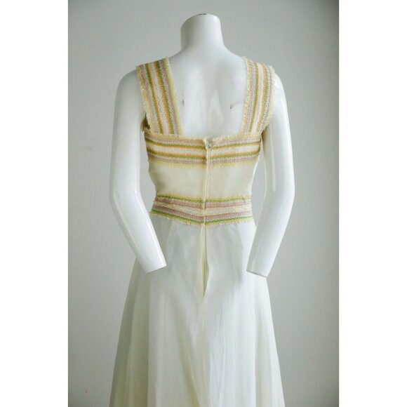 Vintage Pastel Yellow Empire Waist Cottage Core Summer Dress Small - Picture 10 of 12